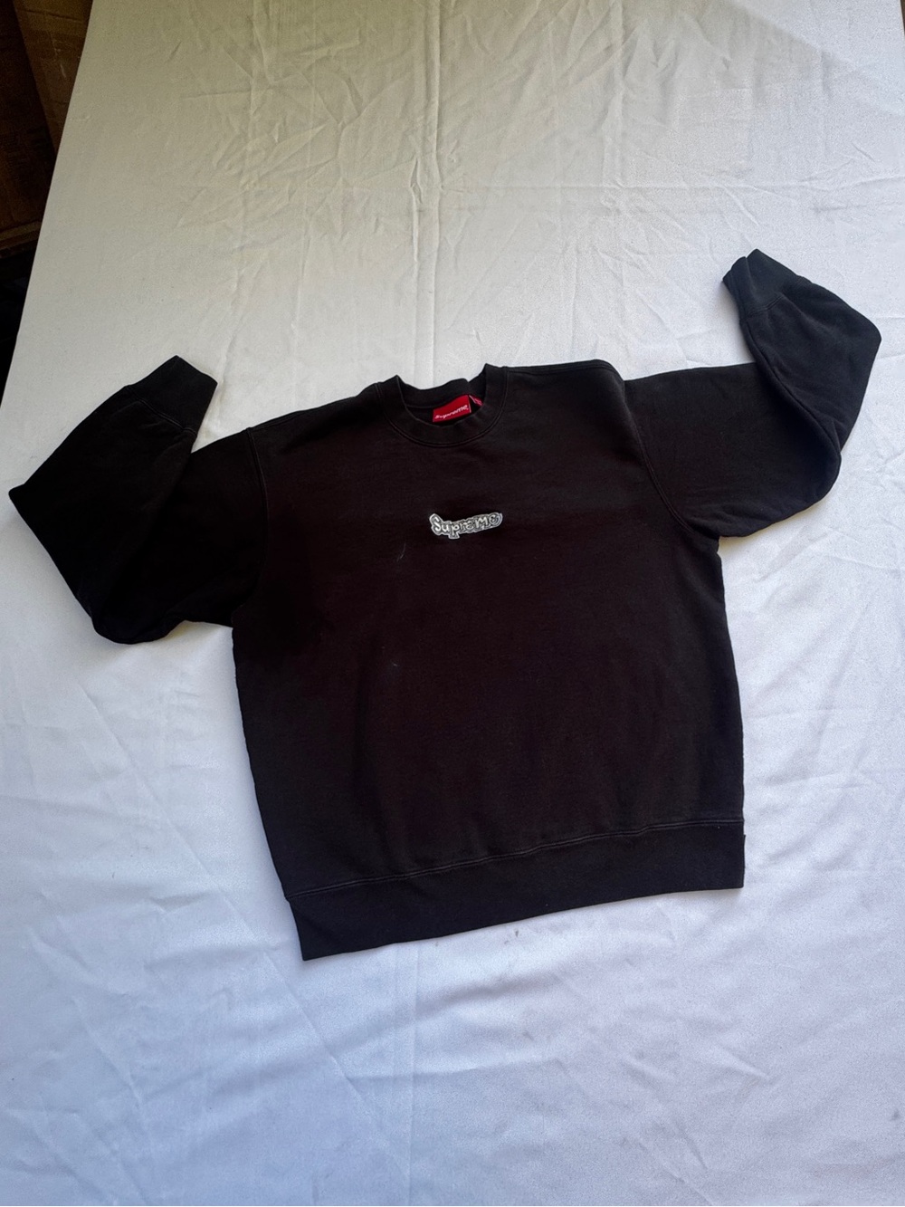 Supreme Black Crewneck Sweater with Small Front Logo - Men's